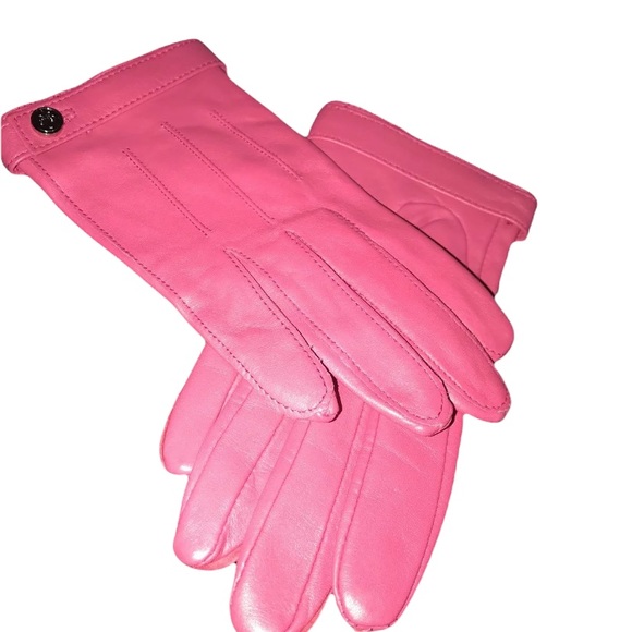 Club Monaco Pink Leather Gloves size S/M - Picture 4 of 8